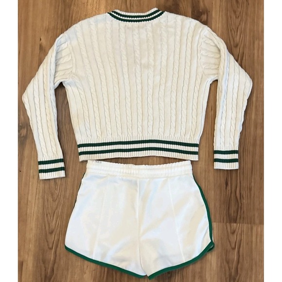 Prince Pickleball Outfit Set Womens Cable Knit Sweater XS + Shorts Small White - Picture 2 of 14